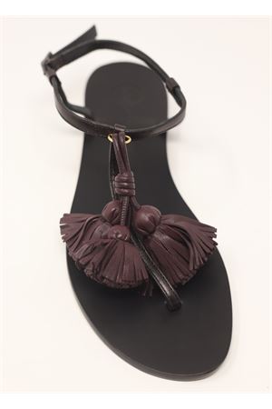sandali donna neri con nappe viola Da Costanzo | NAPPINEGRNEROVIOLA